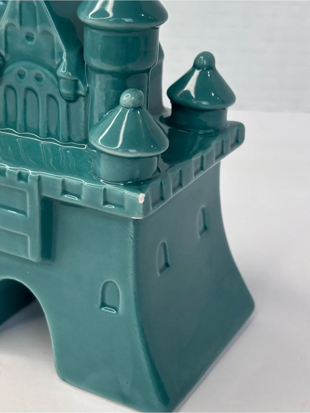 Disney Parks Fantasyland Castle Teal Blue Ceramic Figure Cake Topper Decoration